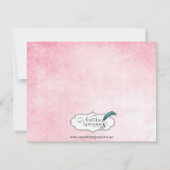 ピンクハミングバード水彩結婚婚約 招待状 (裏面)