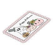 ピンクハロウィンお洒落カボチャとブー マグネット (左側)