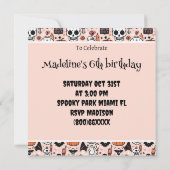 ピンクハロウィンカスタムの誕生日パーティー 招待状 (裏面)