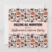 ピンクハロウィンカスタムの誕生日パーティー 招待状 (正面)