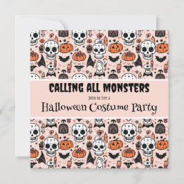 ピンクハロウィンカスタムの誕生日パーティー 招待状