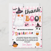 ピンクハロウィンカワイイ幽霊誕生日 サンキューカード (正面)