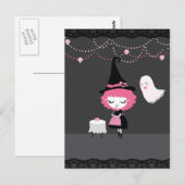 ピンクハロウィンカード ポストカード (正面/裏面)