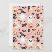 ピンクハロウィン不気味ワン誕生日招待状 招待状 (裏面)