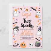 ピンクハロウィン不気味2歳の誕生日招待状 招待状 (正面)