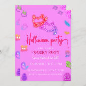 ピンクハロウィーンアダルトカクテルパーティの招待状 招待状 (正面/裏面)