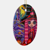 ピンクハロウィーンウィッチオーナメント セラミックオーナメント (右)