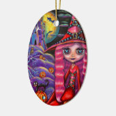 ピンクハロウィーンウィッチオーナメント セラミックオーナメント (左)