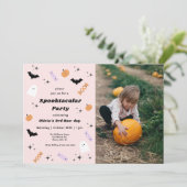 ピンクハロウィーンエイリースプオクトカキュラ誕生日 招待状 (スタンド正面)