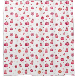 ピンクハロウィーンカボチャ シャワーカーテン