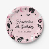 ピンクハロウィーンガールバースデーパーティー ペーパープレート (正面)