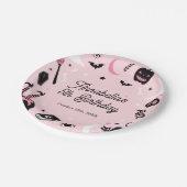 ピンクハロウィーンガールバースデーパーティー ペーパープレート (アングル)