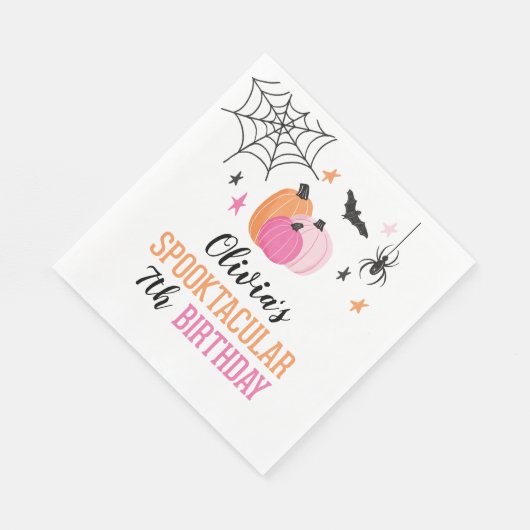 ピンクハロウィーンスプロック誕生日パーティー スタンダードランチョンナプキン (角)
