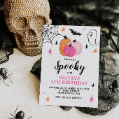 ピンクハロウィーンスポオクタキュラーガール誕生日 招待状