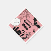 ピンクハロウィーンスポキーワンファースト誕生日パーティー スタンダードカクテルナプキン (角)