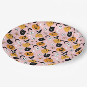 ピンクハロウィーンデザイン ペーパープレート (アングル)