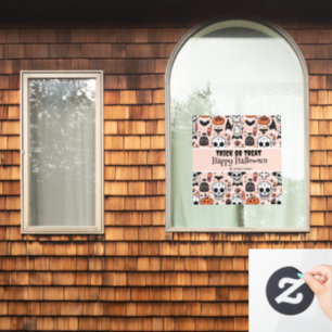 ピンクハロウィーントリックまたはトリートカスタムファミリー名 ウィンドウサイン