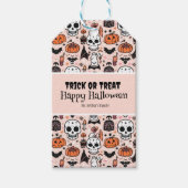 ピンクハロウィーントリックまたはトリートカスタムファミリー名 ギフトタグ (正面)