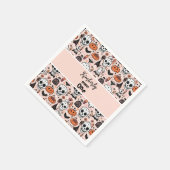 ピンクハロウィーントリックまたはトリートカスタムファミリー名 スタンダードカクテルナプキン (角)