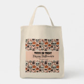 ピンクハロウィーントリックまたはトリートカスタムファミリー名 トートバッグ (裏面)