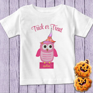 ピンクハロウィーンフクロウベビーTシャツ ベビーTシャツ