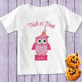ピンクハロウィーンフクロウベビーTシャツ ベビーTシャツ