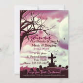 ピンクハロウィーンフルムーン墓地招待状 招待状 (裏面)