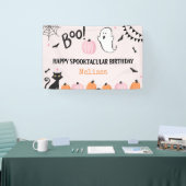 ピンクハロウィーンブー幽霊ガールズハッピーバースデー 横断幕 (トレードショー)