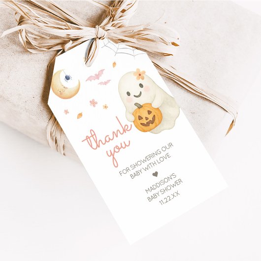 ピンクハロウィーンリトルブベビーシャワーメッセージカード ギフトタグ