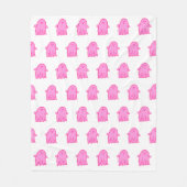 ピンクハロウィーンロージー幽霊 フリースブランケット (正面)