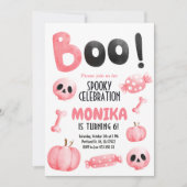 ピンクハロウィーン女子不気味誕生日パーティー 招待状 (正面)