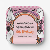 ピンクハロウィーン子供の誕生日パーティー ペーパープレート (正面)