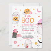ピンクハロウィーン小さなブー幽霊赤ちゃんシャワー 招待状 (正面)