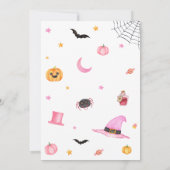 ピンクハロウィーン小さなブー幽霊赤ちゃんシャワー 招待状 (裏面)