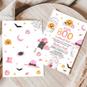 ピンクハロウィーン小さなブー幽霊赤ちゃんシャワー 招待状
