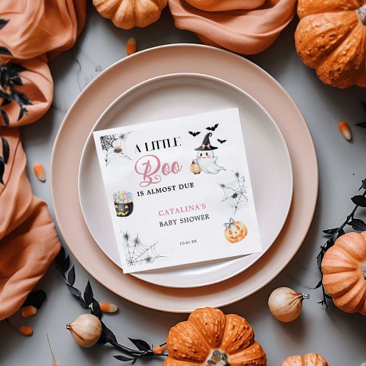 ピンクハロウィーン幽霊ベビーシャワー スタンダードカクテルナプキン