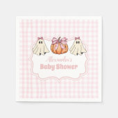 ピンクハロウィーン幽霊ボウガールベビーシャワー スタンダードカクテルナプキン (正面)