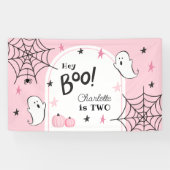 ピンクハロウィーン誕生日かわいい幽霊ヘイboo 横断幕 (横)