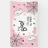 ピンクハロウィーン誕生日かわいい幽霊ヘイboo 横断幕 (縦)