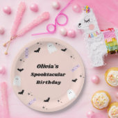 ピンクハロウィーン誕生日スポオクタキュラー ペーパープレート (パーティー)