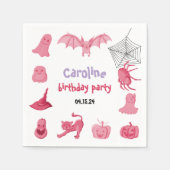 ピンクハロウィーン誕生日パーティーペーパーナプキン スタンダードカクテルナプキン (正面)
