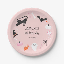 ピンクハロウィーン誕生日パーティー ペーパープレート