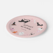 ピンクハロウィーン誕生日パーティー ペーパープレート (アングル)