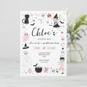 ピンクハロウィーン誕生日招待状 招待状 (スタンド正面)