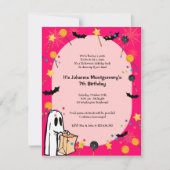 ピンクハロウィーン誕生日衣装パーティの招待状 招待状 (正面)