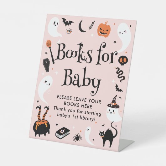 ピンクハロウィーン赤ちゃんシャワーベビー 台座サイン (正面)