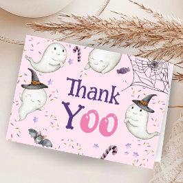 ピンクハロウィーン赤ちゃんシャワー折り畳みサンキューカード サンキューカード