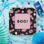 ピンクハロウィーン ペーパープレート (パーティー)