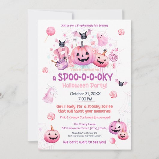 ピンクハロウィーン 招待状 (正面)