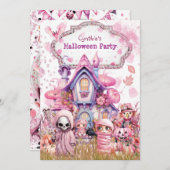 ピンクハローウィンパーティ 招待状 (正面/裏面)